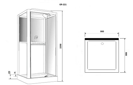 Душевая кабина Grossman GR-221 90x90 черный