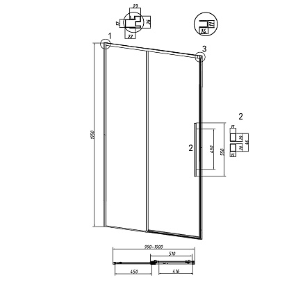 Душевая дверь Grossman Galaxy 100x195 тонированное, черный матовый 100.K33.01.100.21.10