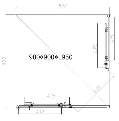 Душевой уголок Vincea Slim-N VSS-4SN900CLB 90x90 черный, стекло прозрачное