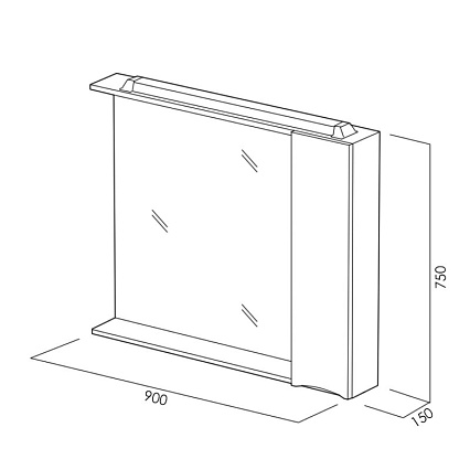 Зеркальный шкаф BelBagno MARINO-SPC-900/750-1A-BL-P-R 90 см, правосторонний, Bianco Lucido