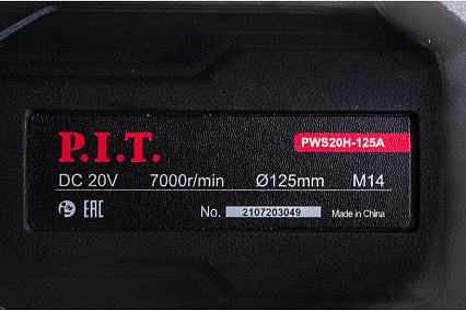 Аккумуляторная бесщеточная шлифмашина P.I.T. PWS20H-125A/1