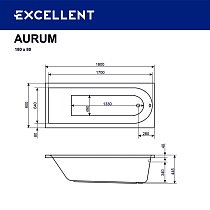 Акриловая ванна Actima Aurum WAAC.AUR18WH 180x80 на каркасе