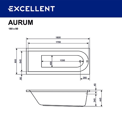 Акриловая ванна Actima Aurum WAAC.AUR18WH 180x80 на каркасе