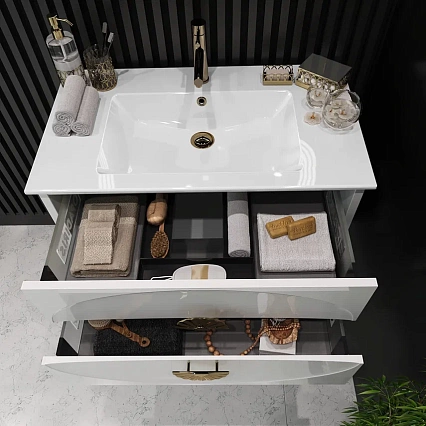Мебель для ванной Opadiris Ибица 90 см белый/золото