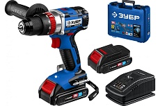 Бесщеточная ударная дрель-шуруповерт Зубр Профессионал 20В, 2 АКБ, 2 Ач, в кейсе DBS-201-22