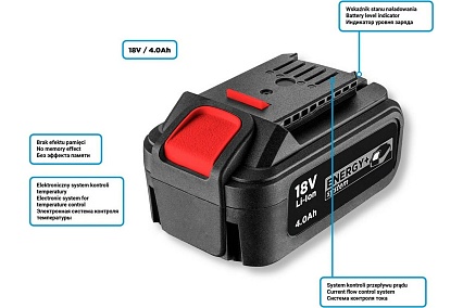 Аккумуляторная батарея Energy+ 18 V, Li-Ion, 4.0 Ач Graphite 58g004