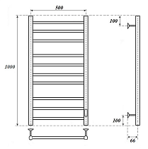 Полотенцесушитель электрический Point Аврора PN10850B П10 50x100 диммер справа, черный