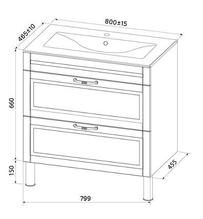 Тумба с раковиной Iddis Oxford 80 см OXF80W0i95K, белый