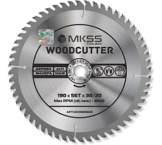 Диск пильный по дереву MKSS Toolbox Woodcutter WC1900 190x56Тх30/20 мм WC19005630