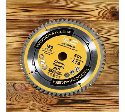 Диск пильный по дереву Woodmaker 185x20/16 мм, Z=60 ATB Diamond Industrial DIDD185Z60