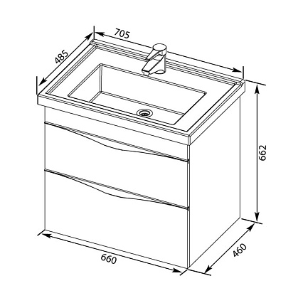 Тумба с раковиной Aquanet Эвора 70 см