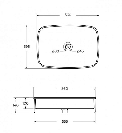 Раковина Cezares CZR-6582 56 см белый