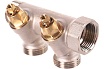 Модульный коллектор ELSEN 3/4", 2 контура, размер отвода-3/4" ЕК, с вентилями, латунь EMW01.02