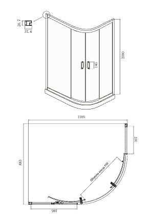 Душевой уголок Ambassador Kingston 120x90 14011109 прозрачный, хром