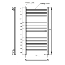 Полотенцесушитель электрический Point Вега PN71850W П12 50x100 диммер справа, белый