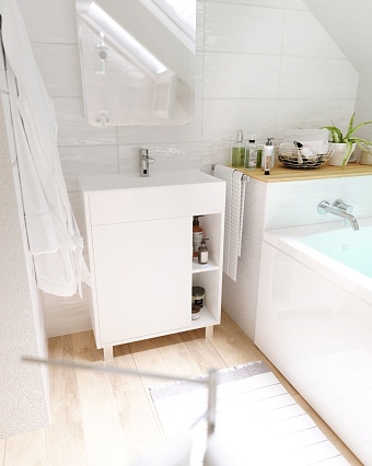 Мебель для ванной 1MarKa Lido 60 см напольная белый глянец