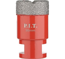 Коронка алмазная по керамограниту P.I.T. (35 мм, M14, сухое сверление, вакуумная пайка) AMAS18-0035