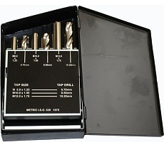 Набор резьбонарезной CNIC из 9 метчиков М2.5-М12 Р18 и 9 сверл d2.05-d10.2 Р18 в мет. коробке 74375