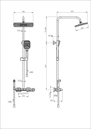 Душевая стойка Wonzon&Woghand Muse Piano WW-B4132-A термостат