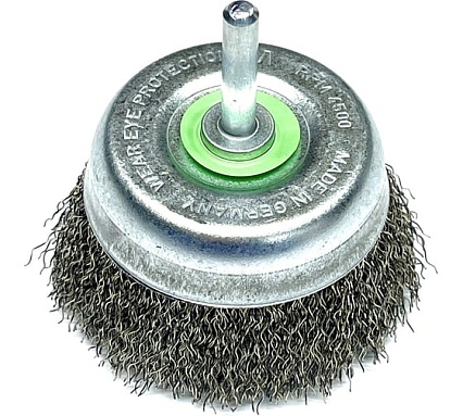 Щетка чашка гофрированная Lessmann Д75, ROF 0.35 мм, хвостовик 6мм 430135