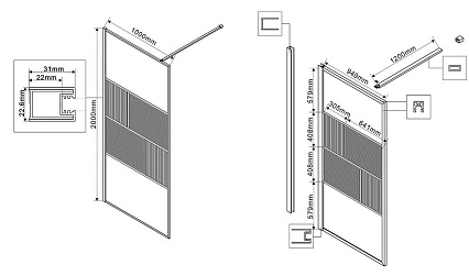 Душевая перегородка Vincea Walk-In VSW-1HC100CFB 100x200 черный матовый, рифленое