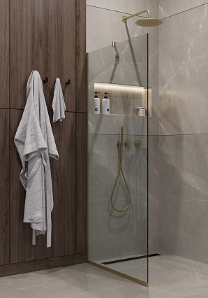 Душевая перегородка Timo TP-890/17C-8 89x195 прозрачное, матовое золото