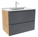 Тумба с раковиной ЗОВ Дион 100 см графит матовый/дуб