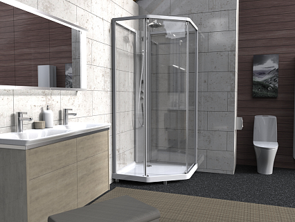 Душевая кабина IFO/IDO Showerama Comfort 100x100 пятиугольный, профиль белый, стекло прозрачное