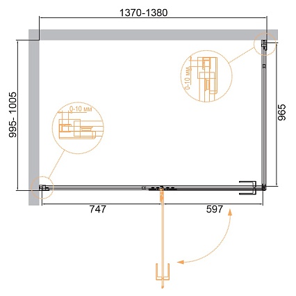 Душевой уголок Cezares Bellagio 140x100 BELLAGIO-AH-1-140/100-C-BORO прозрачный, брашированное золото