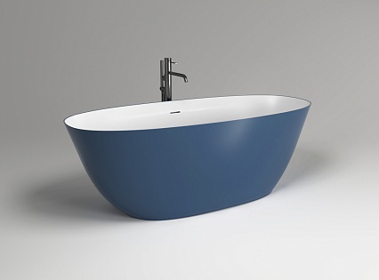Ванна из искусственного камня Plumberia Selection Veloma 160BD 160x70 см белый матовый/Blu Denim