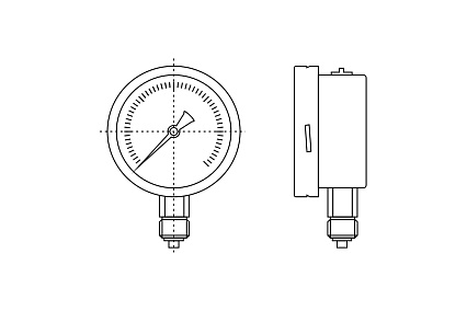 Манометр от 0 до 160 бар из нержавеющей стали, D100 мм, NPT 1/2", штуцер снизу A-Flow G22-S-8N-100A-160bar