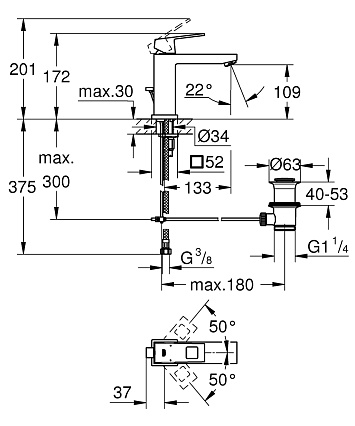 Смеситель для раковины Grohe Eurocube 23445000