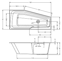 Акриловая ванна Riho Rethink Space B112006005 160x75 с функцией Riho Fall, L B112006005