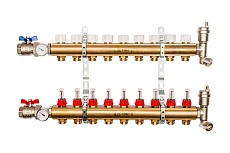 Распределительный коллектор из латуни с расходомерами 9 вых. STOUT SMB 0473 000009
