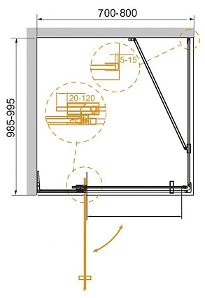 Душевой уголок Cezares SLIDER-AH-1-100-70/80-C-NERO 100x70/80 прозрачный, черный