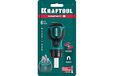 Реверсивная отвертка Kraftool Kompakt-6 с битами, 6 предм. 26190-H7