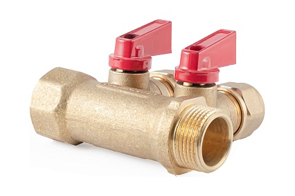 Коллектор с шаровыми кранами PROFACTOR в/н 3/4" х 2 вых 16 цанга PF MVP 266.2