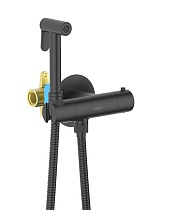 Смеситель Aquatek Оберон AQ1027MB с гигиеническим душем, черный матовый