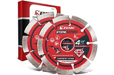 Сегментные алмазные диски по камню, керамограниту, кирпичу и бетону 115 мм, 2 шт Ezarc 80751151