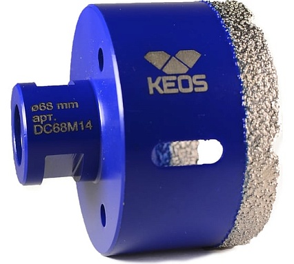 Коронка алмазная по керамограниту PRO 68 мм, M14 KEOS DC68M14