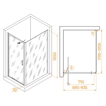 Душевой уголок RGW Stilvol SV-145B (SV-05B + Z-050-2B) 90x120 прозрачное, черный 703214592-14