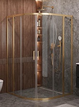 Душевой уголок Cezares MOLVENO-R-22-90+20-C-BORO-IV 110x110 прозрачный, брашированное золото