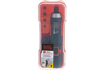 Аккумуляторная отвертка Black&Decker ION + 4 насадки BD40K4-RU