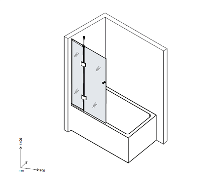 Шторка для ванны D&K Matrix 90x140 DG1109001 прозрачное, хром полированный