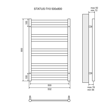 Полотенцесушитель электрический Lemark Status LM44810EBR П10 50x80 бронза