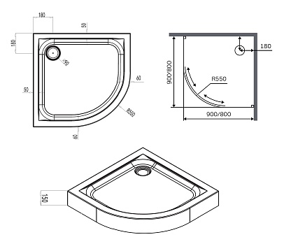 Поддон для душа Am.Pm X-Joy W88T-205-090W64 90x90 белый