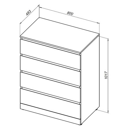 Комод Aquanet Сканди 80 см 4 ящика, дуб крафт 00302542