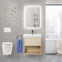 Тумба с раковиной BelBagno Neon 50 см, 1 ящик, Pino Bianco