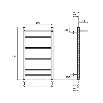 Полотенцесушитель водяной Point PN10158P П6 50x80, с полкой, хром