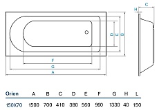 Акриловая ванна Koller Pool Orion 150x70